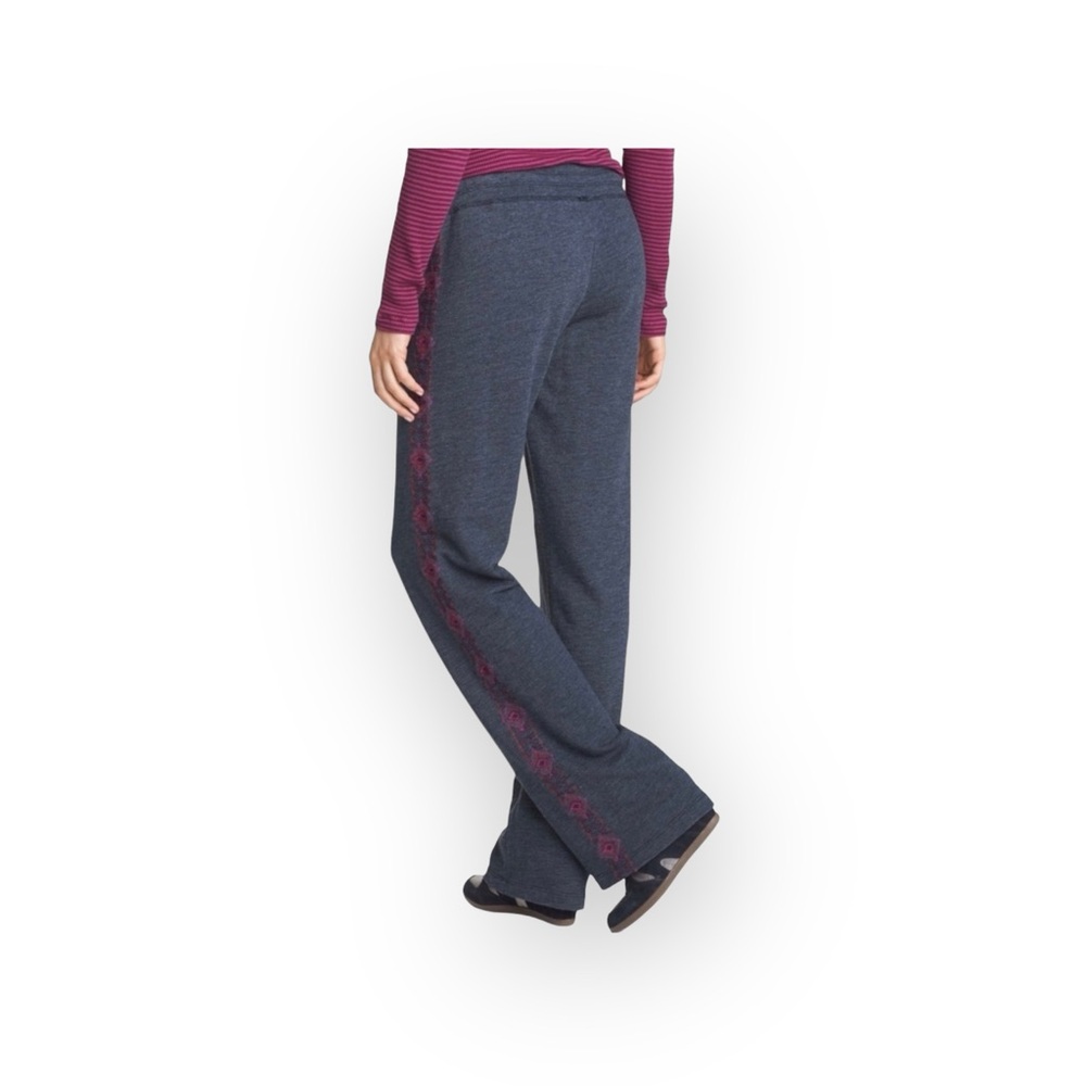 VHTF: Lucky ꕥ Lotus Embroidery Tux Sweatpants ꕥ Heather Navy ꕥ Bright Pink Red S